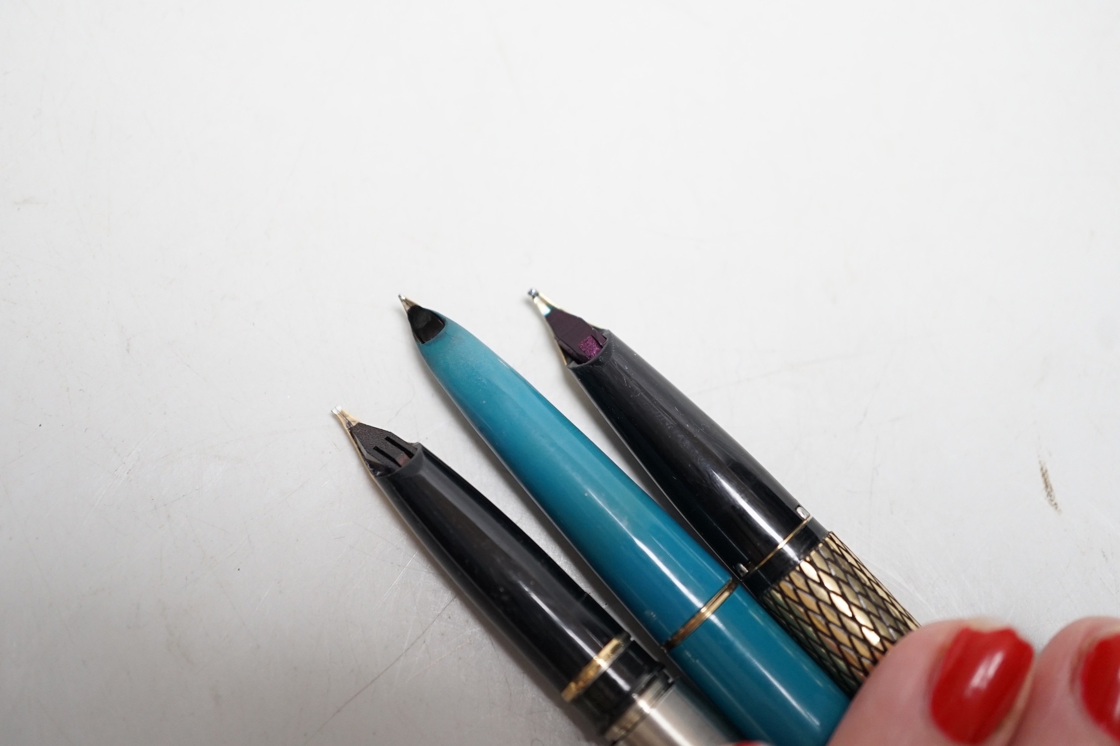 Fountain pens: Two Sheaffer and one Parker